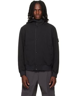 Stone Island ブラック 4100118 Light Soft Shell-R E.Dye Technology ジャケット