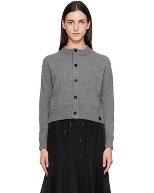 Sacai Cardigan Gris En Tricot De Laine