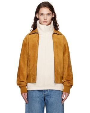 Bottega Veneta Tan Calfskin Suede Jacket - Blue