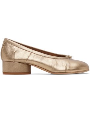 Maison Margiela Chaussures De Style Ballerine À Talon Dorées À Bout Tabi - Noir