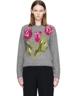 Maison Margiela Brushed Alpaca V-Neck Jumper - Grey