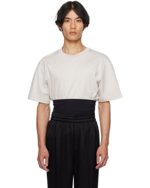 Mugler Taupe & Boxy Corset T-Shirt - White