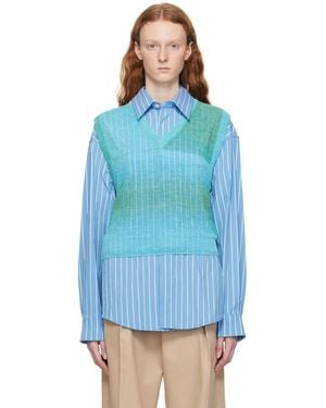 WOOYOUNGMI Blue Gradient Stripe Vest