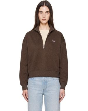 Maison Kitsuné Baby Fox Half Zip Sweatshirt - Brown