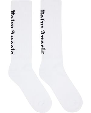 Palm Angels Gothic Logo Socks - White