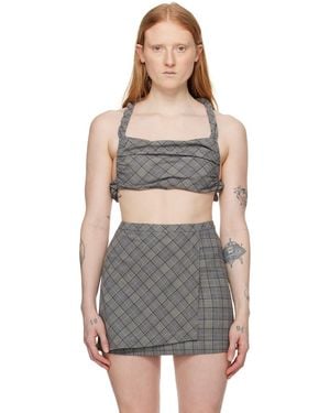 Ganni Grey Check Camisole - Black