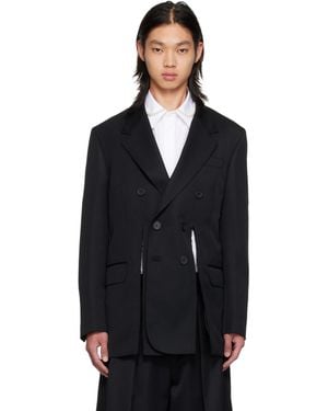 Simone Rocha Double Breasted Hem Slice Blazer - Black