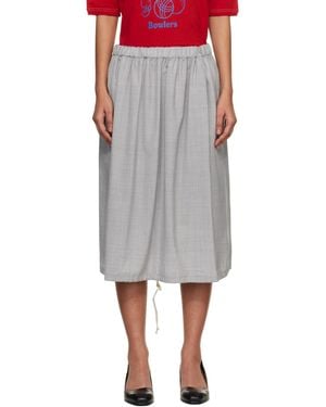 Comme des Garçons Wool Tropical Color Stripe Midi Skirt - Black