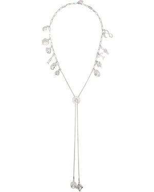 Toga Metal Motif Loop Tie Necklace - Black