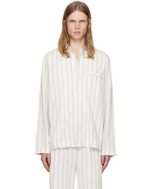 Tekla Off- & Poplin Long-Sleeved Pyjama Shirt - White