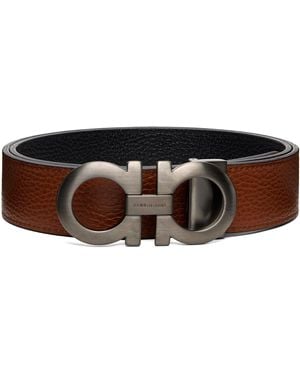 Ferragamo Tan Reversible & Adjustable Gancini Belt - Brown
