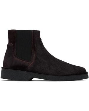 A.P.C. Burgundy Theodore Ankle Boots - Black