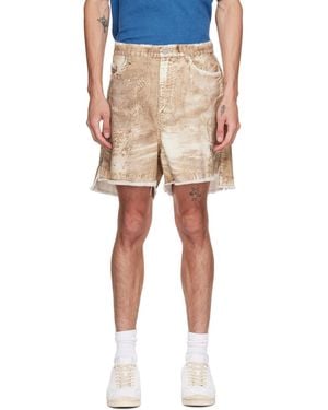 CAMPERLAB Corduroy Print Denim Cutoff Shorts - Natural