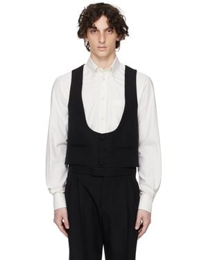 Valentino Wool Grain De Poudre Slim Fit Vest - Black