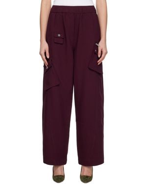 Ganni Burgundy Future Twill Suiting Elasticated Pants - Purple