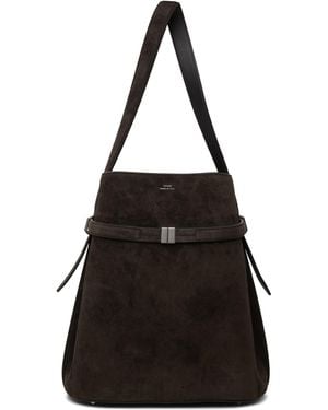 TOTEME Belted Suede Bucket Bag - Black