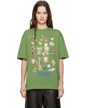 JW Anderson グリーン Diorama プリントTシャツ