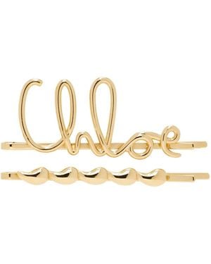 Chloé Logo Hair Clip Set - Black
