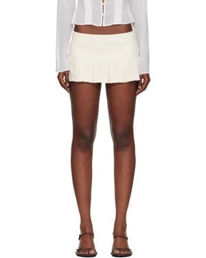 GUIZIO Off- Pleated Micro Miniskirt - White