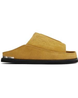 Toga Virilis Tan Embroidered Sandals - Black