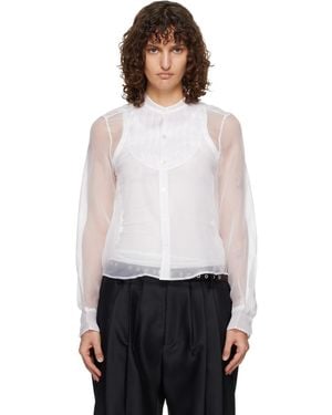R13 Pleated Tuxedo Front Shirt - White