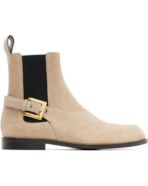 Balmain Suede Anthem Chelsea Boots - Natural