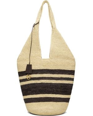 Anine Bing Off- & Leah Stripes Raffia Bag - Black