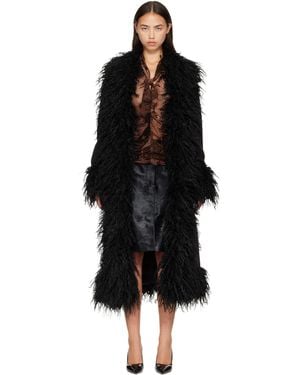 Anna Sui Belted Faux-Suede Coat - Black