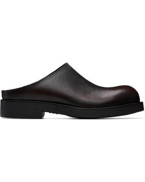 MM6 by Maison Margiela Brushed Leather Biker Mule Loafers - Black