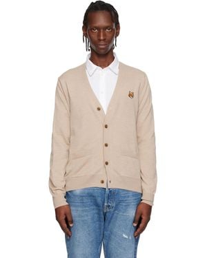 Maison Kitsuné Fox Head Merino Regular Cardigan - Blue