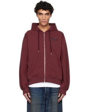 CASABLANCA Pebble Logo Zip-Up Hoodie - Red