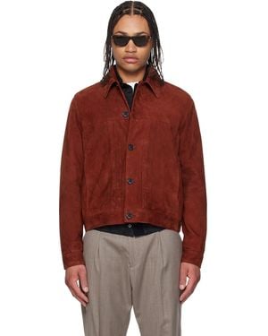 Paul Smith Slim Fit Denim Style Suede Jacket - Red