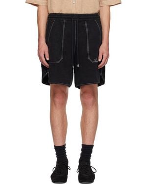 Amiri Script Linen Gd Shorts - Black