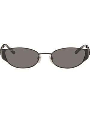Gucci Lunettes De Soleil Ovales Noires - Gris