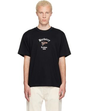Burberry Check Flag Cotton T-Shirt - Black
