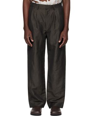 Commas Pantalon Façon Costume Brun En Lin Et Laine - Noir