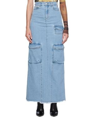 Gcds Ultracargo Denim Maxi Skirt - Blue