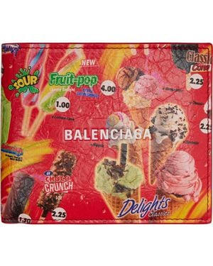 Balenciaga Cash Square Folded Coin Wallet - Red
