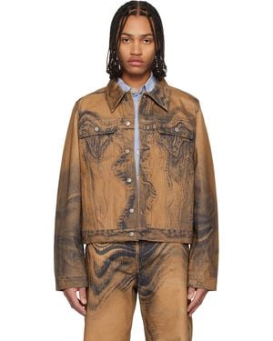 CAMPERLAB ブラウン Distorted Print デニムジャケット