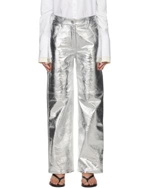 Interior Pantalon Sterling Argenté En Cuir - Noir