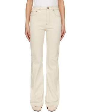 Burberry Off- High Rise Bootcut Jeans - White