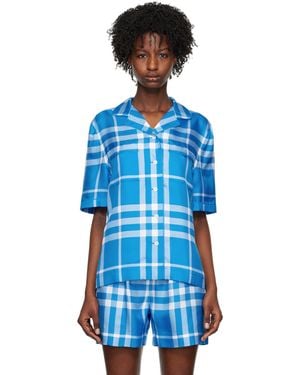 Burberry ブルー exaggerated Check シャツ