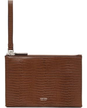 Tom Ford Tejus Minimal Line Wristlet Slim Pouch - Brown