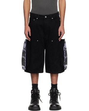 Who Decides War ブラック Side Embroidery デニムショートパンツ