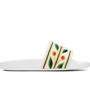 CASABLANCA Embroidered Terry Slides - White