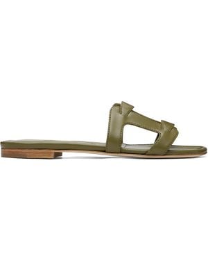 Manolo Blahnik Grellanuflat Nappa Leather Flat Sandals - Green