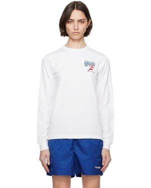 Sporty & Rich ホワイト 'La Marathon' 長袖Tシャツ