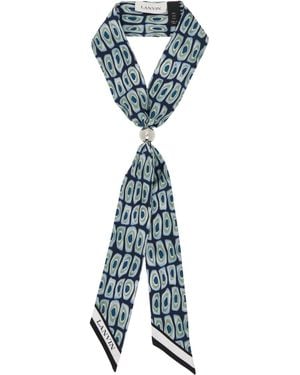 Lanvin Murano Print Silk Twilly Scarf - Blue