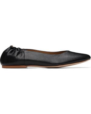 A.P.C. Square-Toe Leather Ballerina Flats - Black