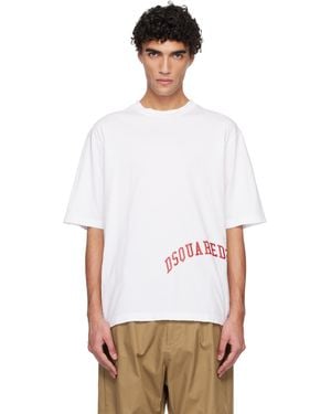 DSquared² ホワイト ルーズフィット Tシャツ